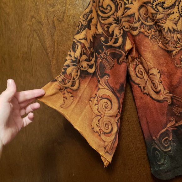 Dress Barn embellished top with handkerchief sleeves - Picture 2 of 5